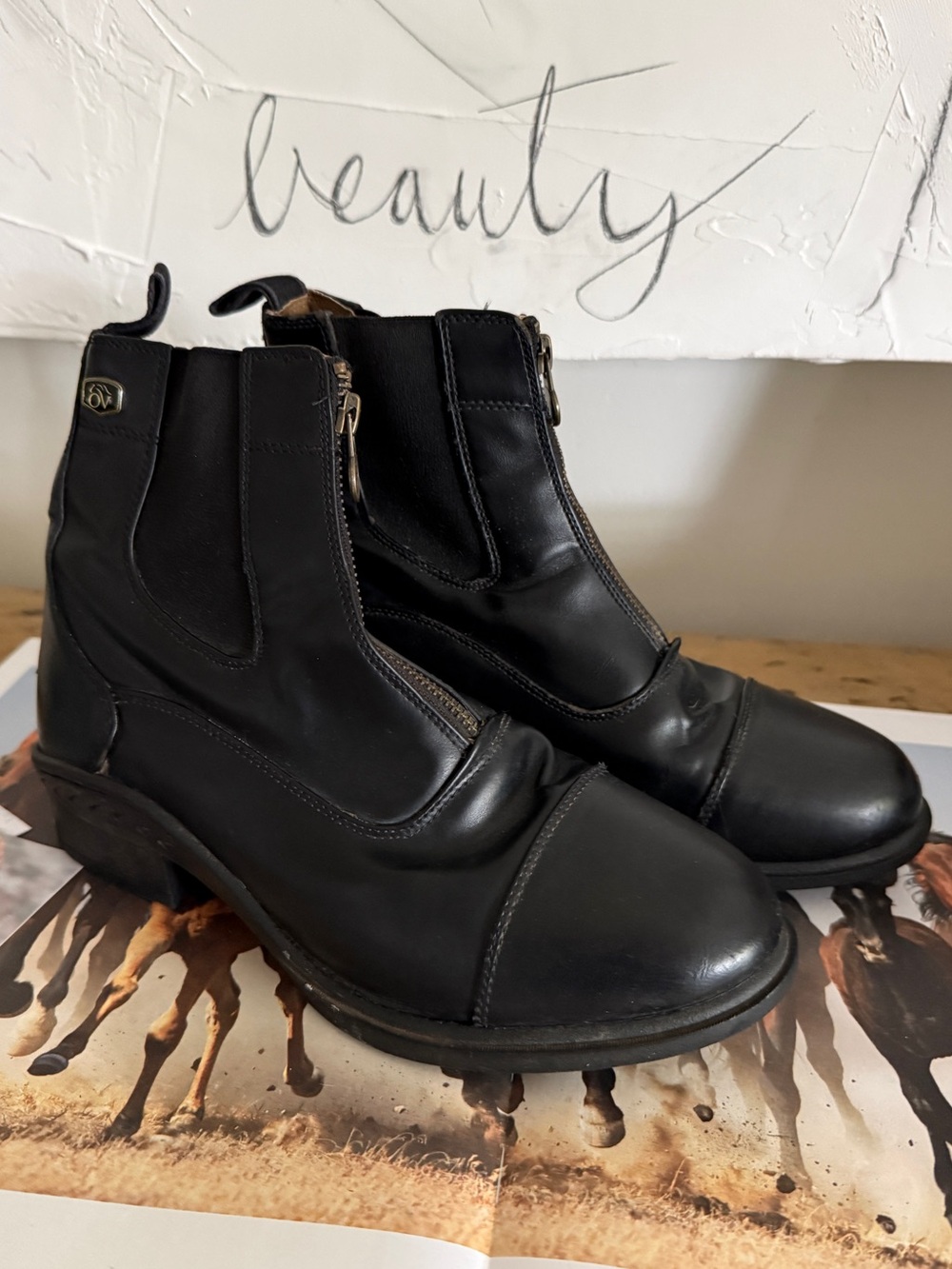 Ovation Quantum Black Zip Paddock Boots Equestrian Ladies 8